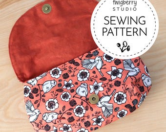 Purse SEWING PATTERN with Video Class, Beginner Sewing Pattern, Easy Clutch Pattern, Magnetic Flap Purse, Small Bag Pattern, Learn to Sew
