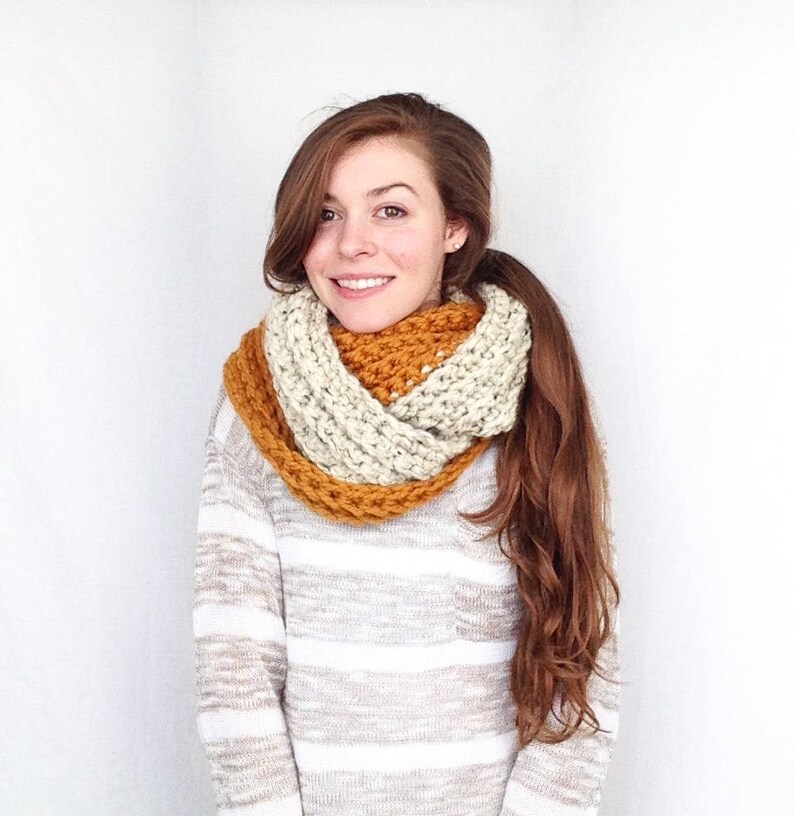 Crochet Scarf PATTERN, Chunky Cowl Pattern, Crochet Cowl Pattern, Crochet Infinity Scarf Pattern, Crochet Ribbed Scarf Pattern, Fall Scarf image 2