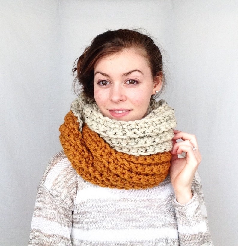 Crochet Scarf PATTERN, Chunky Cowl Pattern, Crochet Cowl Pattern, Crochet Infinity Scarf Pattern, Crochet Ribbed Scarf Pattern, Fall Scarf image 9