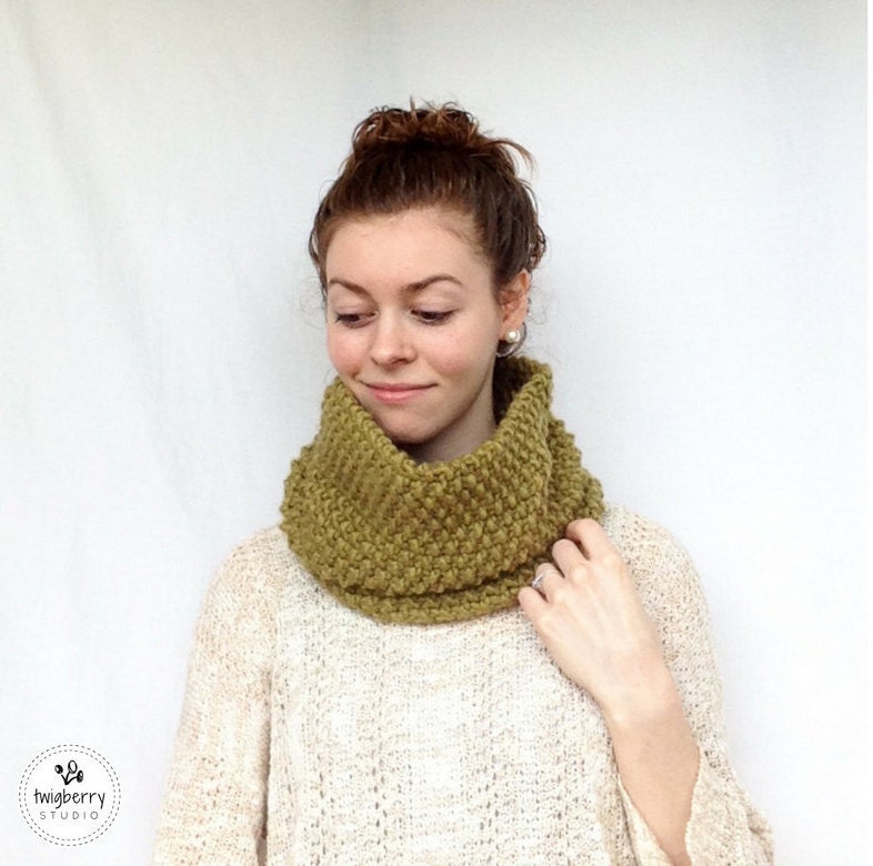 Cowl Knitting PATTERN Chunky Knit Cowl Pattern Infinity Scarf Etsy