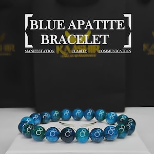 Blue Apatite Crystal Bracelet: Natural Gemstone Healing Jewelry, Anxiety Relief