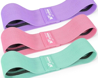 ecotom Booty Bands Non Slip, Exercise Workout Bands, 3 Levels Resistance Bands for Legs and Butt Set with Manual Guide and Carry Bag, Color