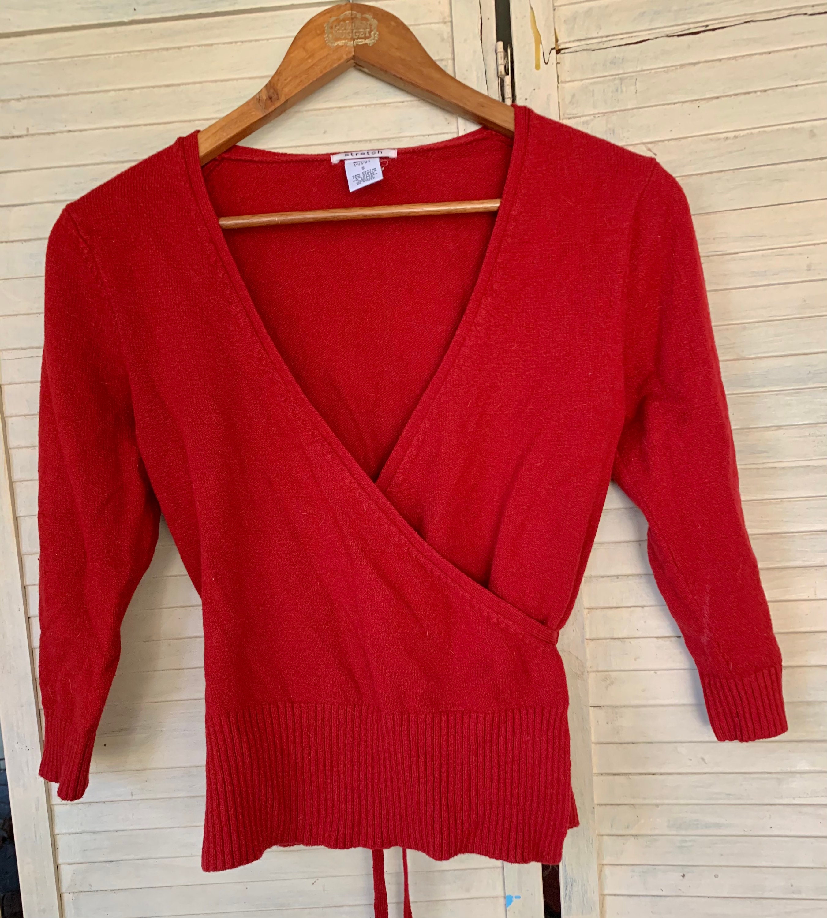 Red wrap sweater clearance