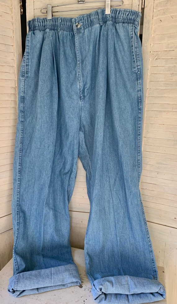 Extra Long Denim Jeans, Size 48T  Chambray Color … - image 1
