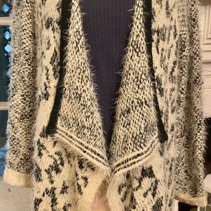 Faux Animal Print Cardigan Sweater: Acrylic Wool Blend, Size 2X