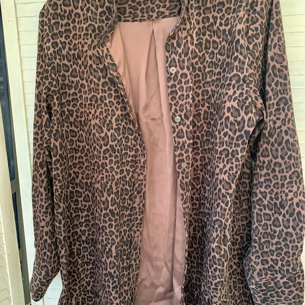 Leopard Print Jacket-Shirt, Size Large Jacket, Retro Shirt, Animal Print Clothing, Shabbyfab Cool Clothes