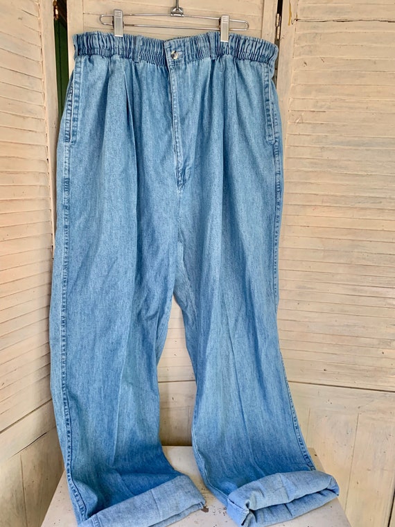 Extra Long Denim Jeans, Size 48T  Chambray Color … - image 7