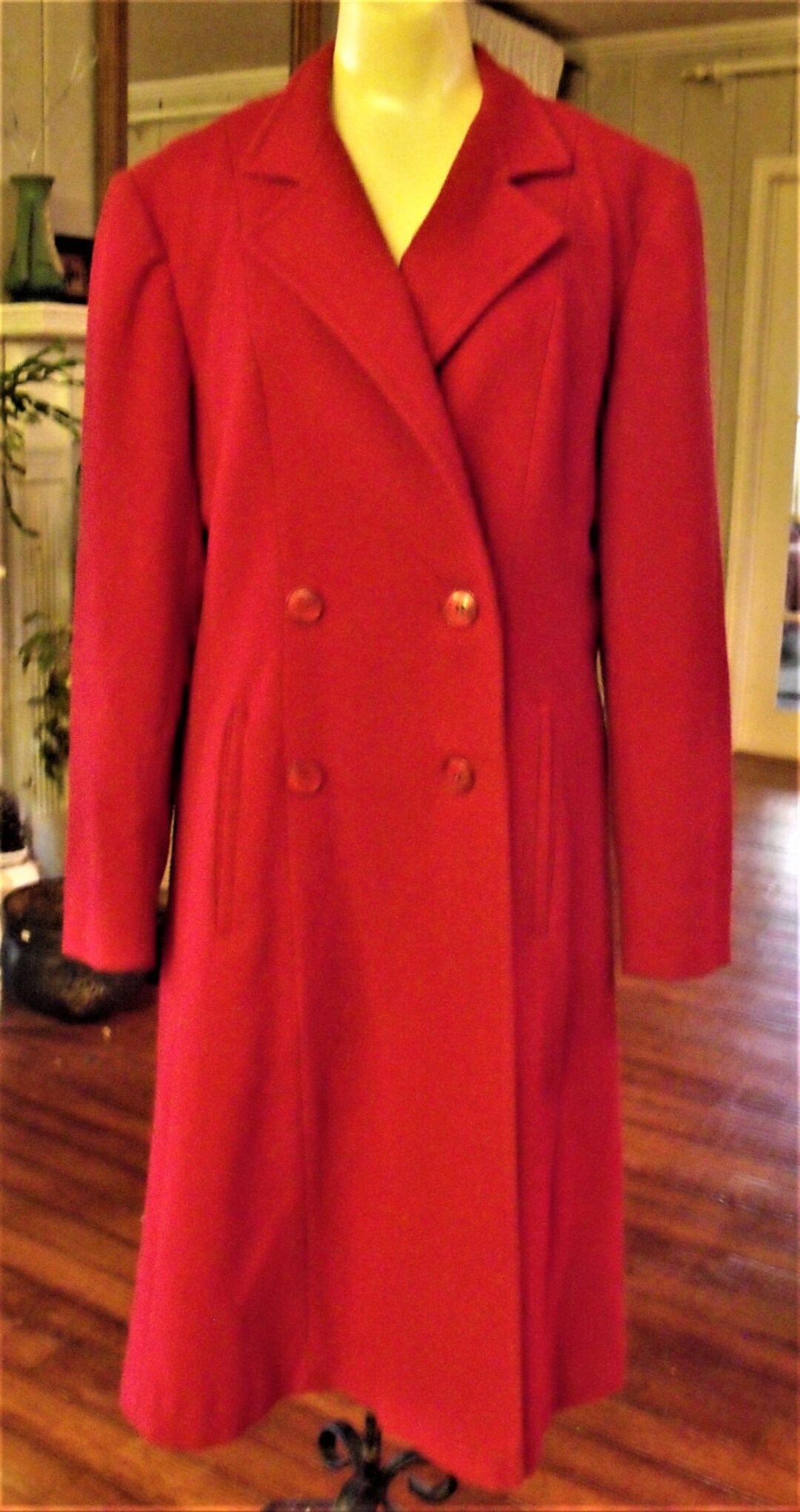 Red Wool Coat/ Retro Evan Picone Designer Coat/ Size 10 - Etsy