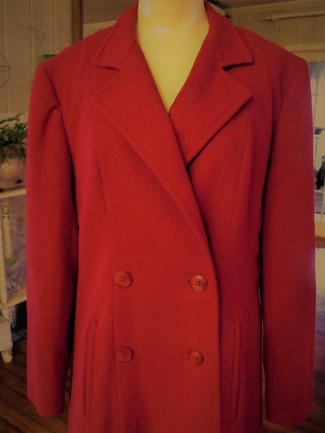 Red Wool Coat/ Retro Evan Picone Designer Coat/ Size 10 - Etsy