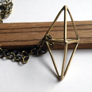 Double Tetrahedron Geometric Prism Cage Necklace