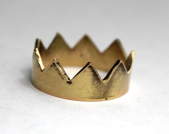 Rustic Gold Crown Ring, handmade in 14K gold