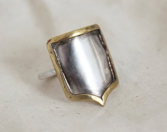 Silver Shield Ring, handmade in sterling silver