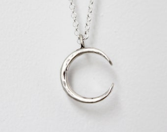 Crescent Moon Necklace, handmade in Sterling Silver