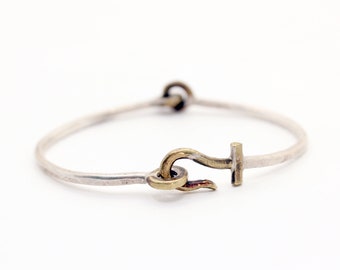 Silver Hook Bracelet handcrafted in sterling silver and brass