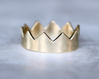 Gold Crown Ring, handmade in 14K gold