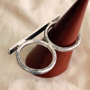 Double Silver Ring, two finger ring handcrafter in sterling silver image 4