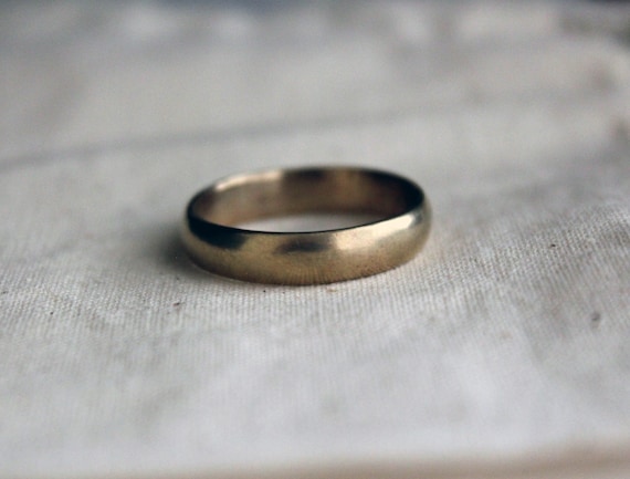 Rustic handmade 14 K gold band - custom one of a kind wedding band