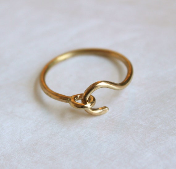 Gold Hook Ring - hand crafted hook ring in solid 14K gold