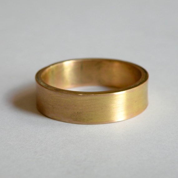 Rustic handmade 14 K gold band - custom one of a kind wedding band
