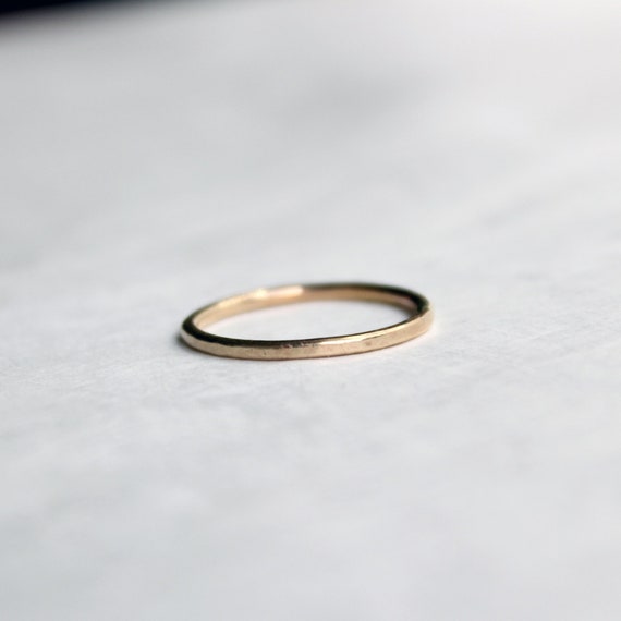 light hammered 14 K gold band - custom one of a kind gold band