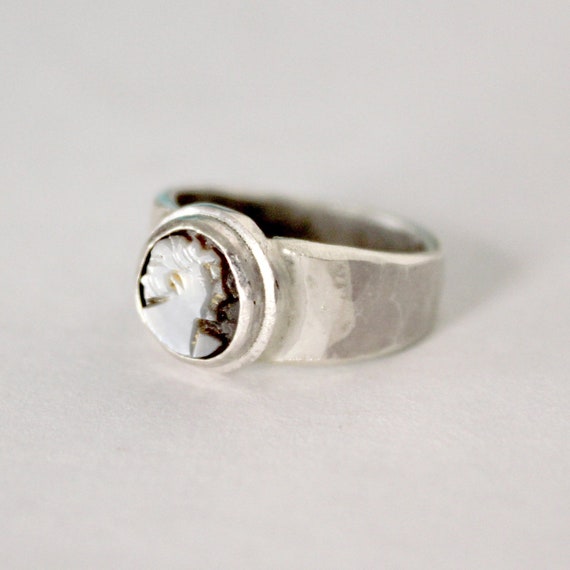 Vintage Cameo Ring, handmade in sterling silver