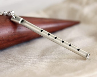 Pied Piper flute Necklace, handmade in sterling silver