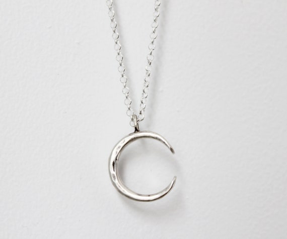Crescent Moon Necklace, handmade in Sterling Silver