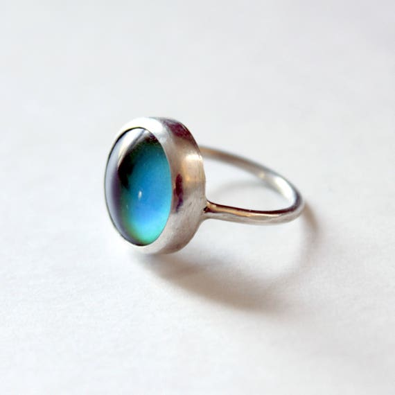 Mood Ring, color changing mood stone, handmade in sterling silver