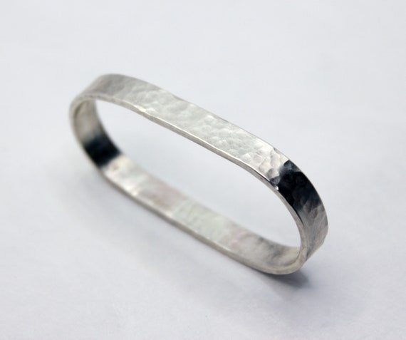 Hammered Silver Double Ring, handcrafted in sterling silver