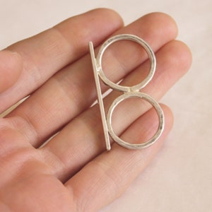 Double Silver Ring, two finger ring handcrafter in sterling silver image 6