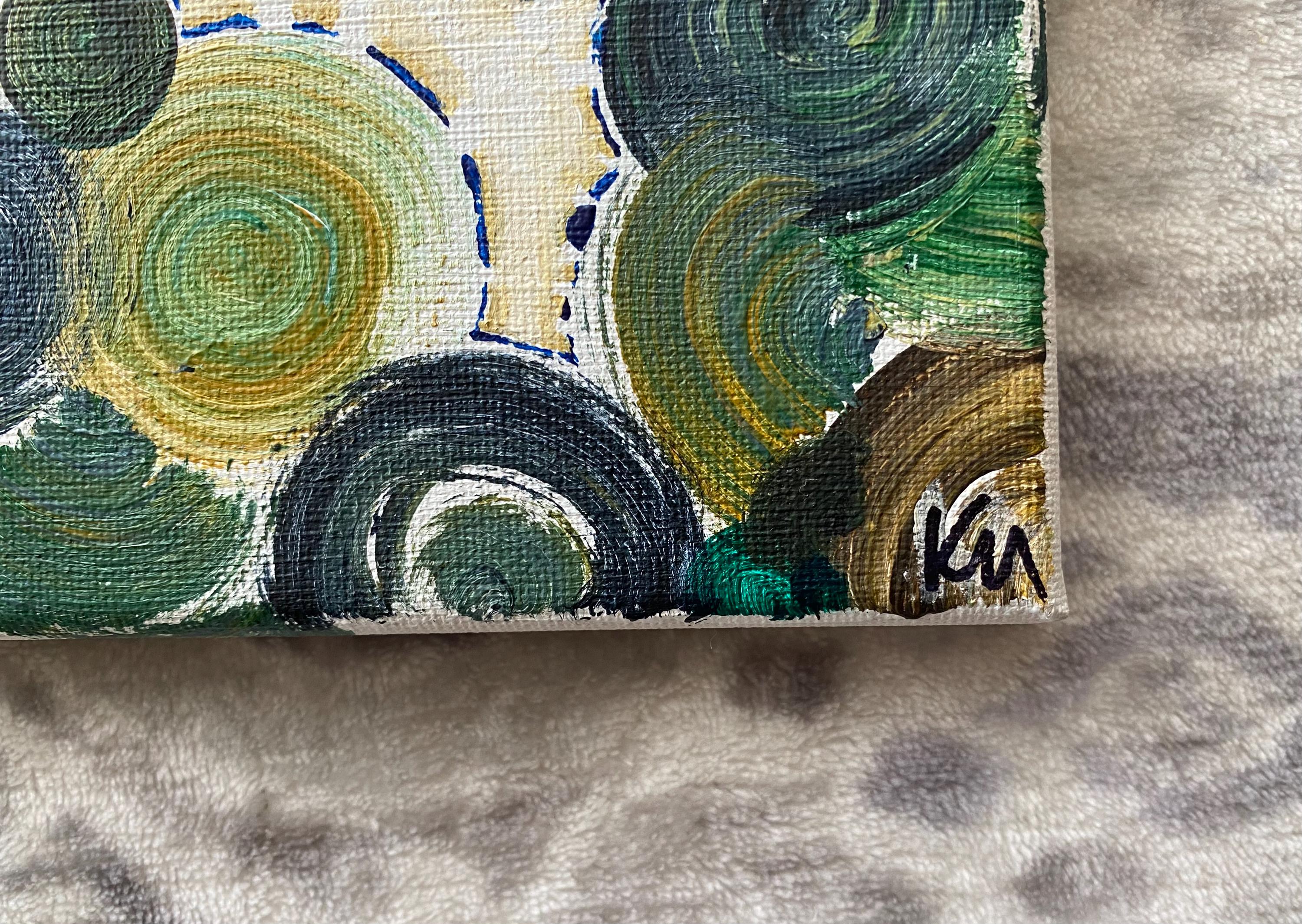 抽象アクリル画 緑色と茶色 抽象アクリル画 緑色と茶色 抽象画＿アクリル画＿現代アート＿SM13 絵画