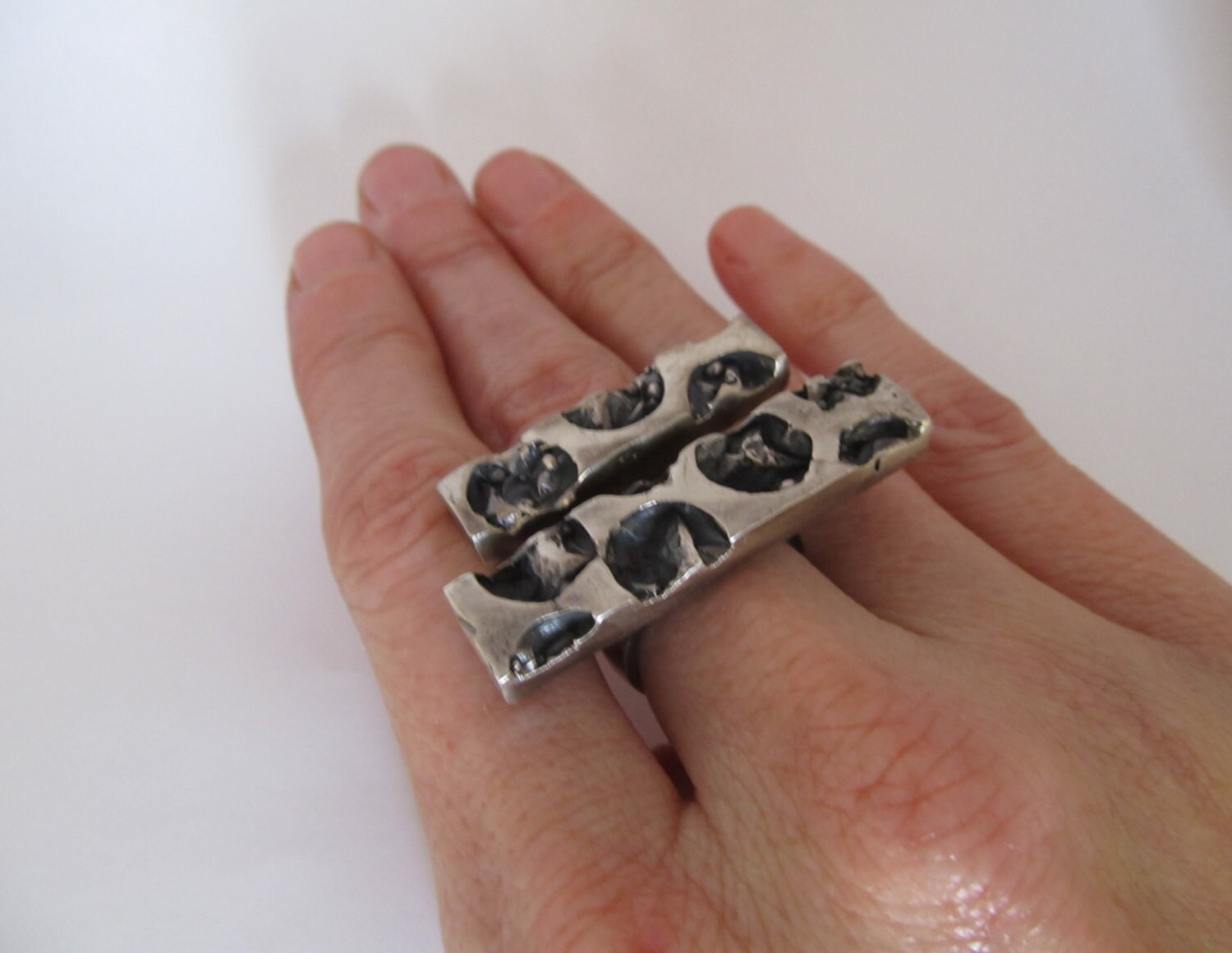 Crushed Bubble Wrap Cast Silver Ring Etsy