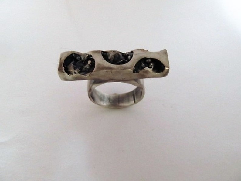Crushed Bubble Wrap Cast Silver Ring Etsy
