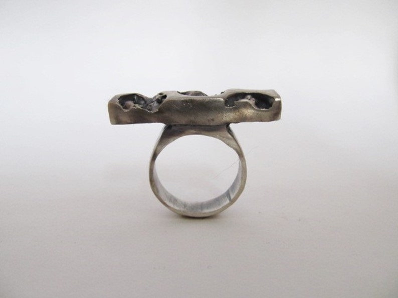 Crushed Bubble Wrap Cast Silver Ring Etsy
