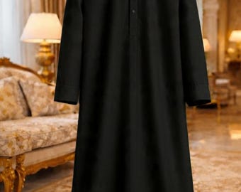 Handmade Islamic Men's Cotton Thobe | Arabic Jubbah Kaftan | Cotton Prayer Abaya | Islamic clothing