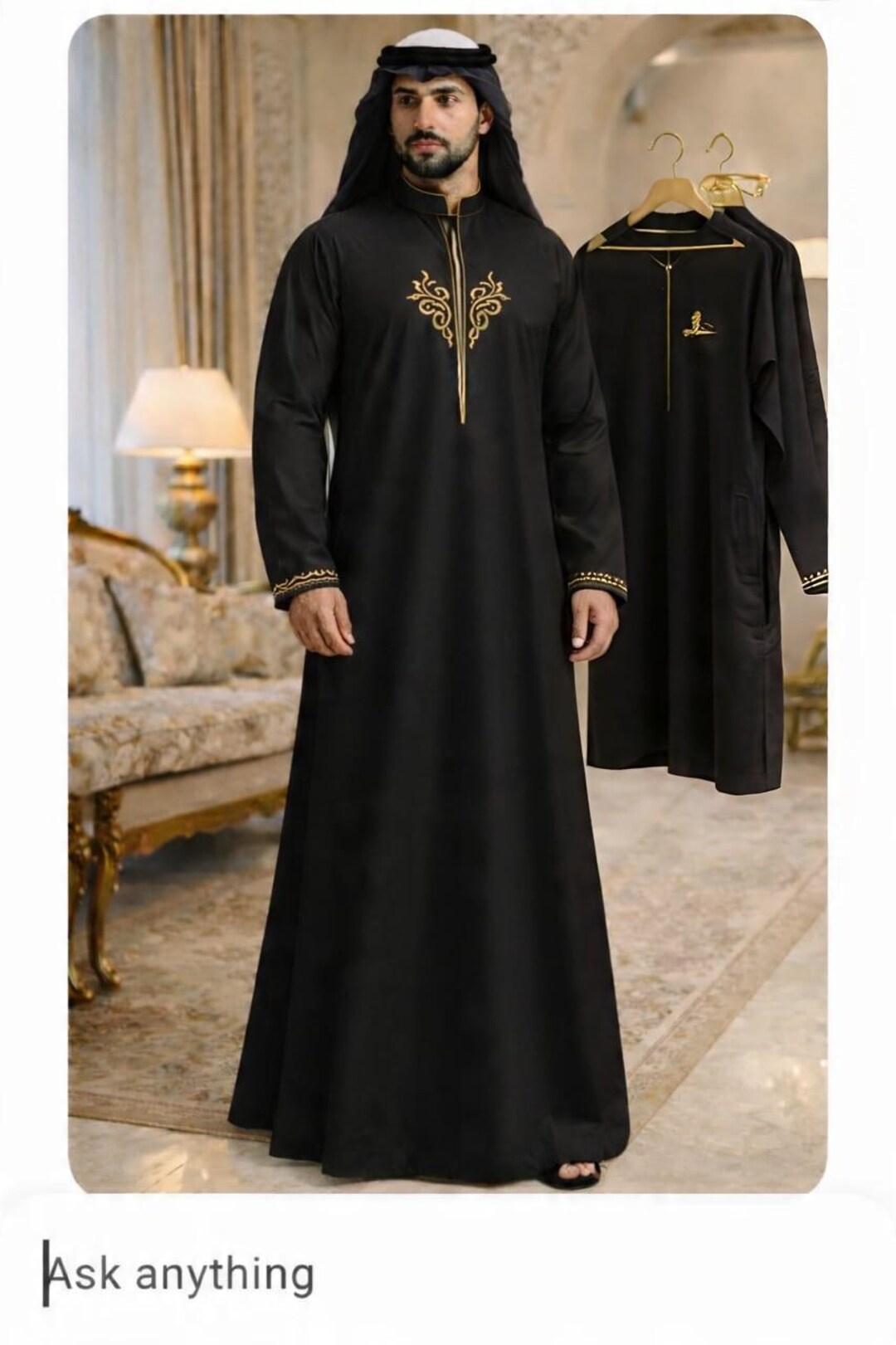 Custom Thobe Handmade Embroidered Men's Thobe, Islamic Jubbah Kaftan, Custom Made ...