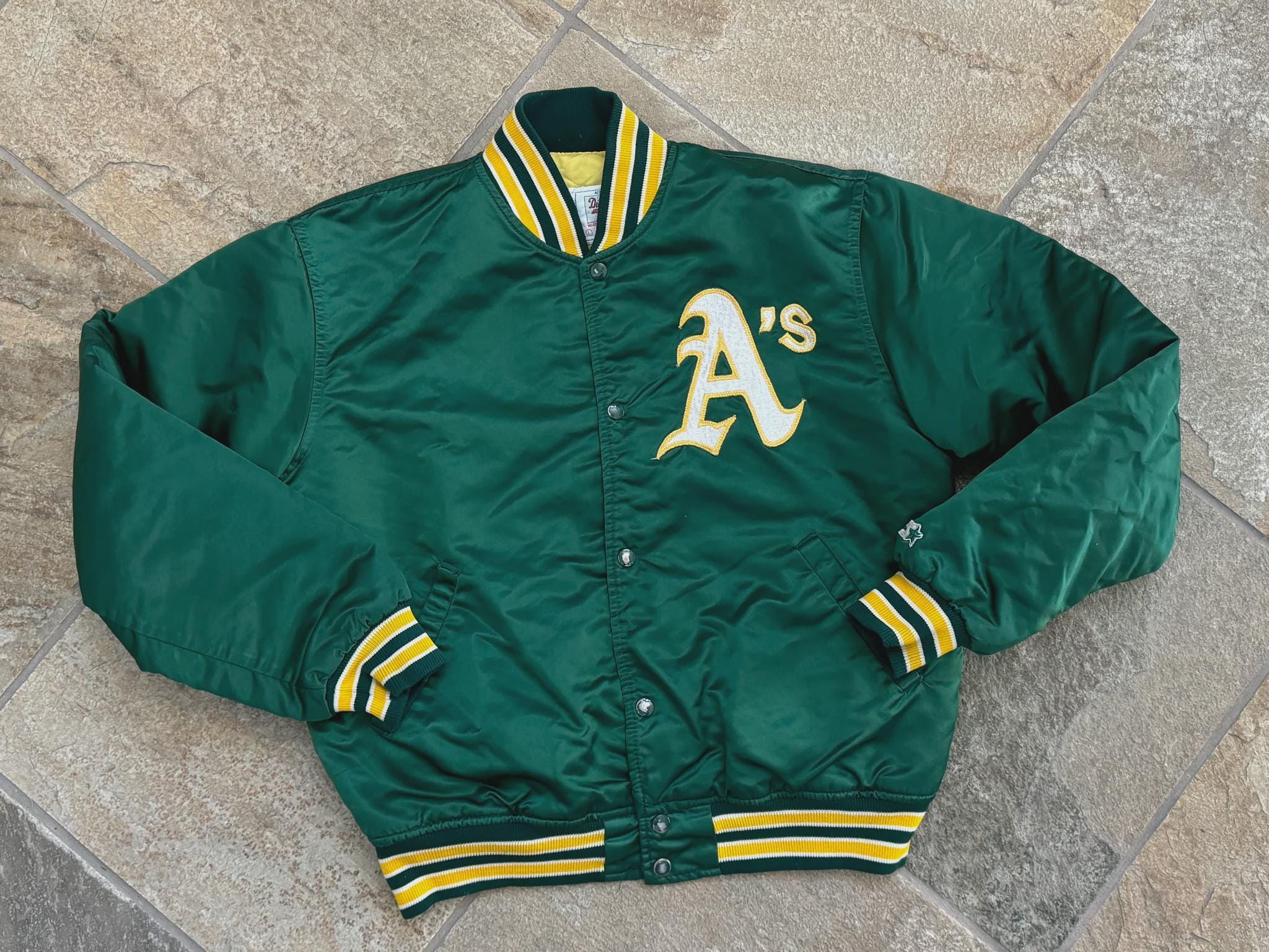 jeans oakland athletics satin jacket