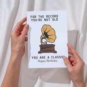 Lustige Geburtstagskarte digitaler Download, Plattenspieler Geburtstagskarte, klassische Retro, Geburtstagskarte für Vater oder Opa, Vinylsammler