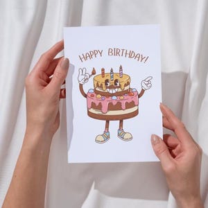 Téléchargement de carte d'anniversaire de gâteau, carte numérique Punny, carte imprimable, carte de joyeux anniversaire, carte d'amateur de gâteau, gâteau d'anniversaire, carte de gâteau, rétro, gâteau