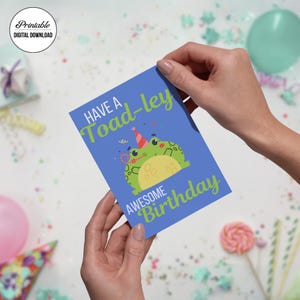 Téléchargement de carte d'anniversaire animal, jeu de mots, carte imprimable, carte d'anniversaire, amoureux des animaux, dessin animé, grenouille, pour mari, crapaud, mignon, crapaud