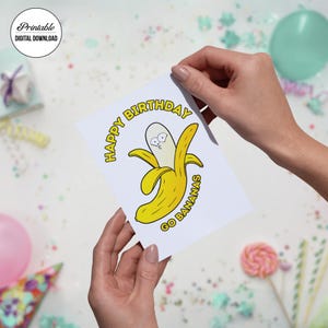 Cute birthday card, go bananas birthday card, happy birthday card, digital download birthday card, Funny birthday card, banana greeting card