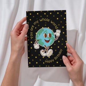 Téléchargement de carte d'anniversaire du monde, carte numérique du monde Punny, carte imprimable du monde, vous êtes ma carte d'anniversaire du monde entier, cadeau, espace, étoile