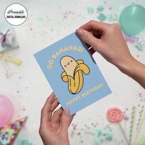 Jolie carte d'anniversaire, carte d'anniversaire banane, carte de joyeux anniversaire, carte d'anniversaire à téléchargement numérique, carte d'anniversaire drôle, carte de voeux banane