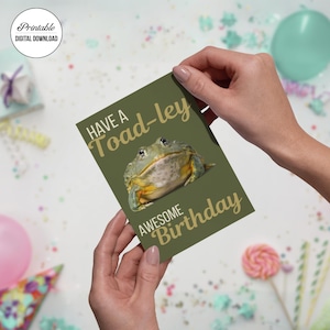 Téléchargement de carte d'anniversaire animal, jeu de mots, carte imprimable, carte d'anniversaire, amoureux des animaux, 30e anniversaire, grenouille, pour mari, crapaud, mignon,