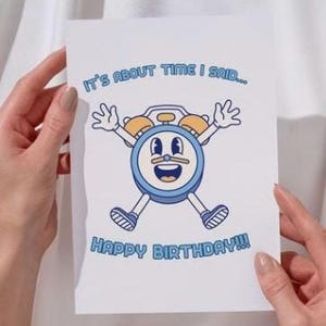 Klok verjaardagskaart downloaden, digitale kaart Punny-tijd, afdrukbare klokkaart, verjaardagskaart, papa grap, voor papa, Vaderdag, cadeau, afdrukken,