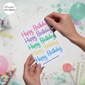 Jolie carte d'anniversaire, minimaliste, gâteau, cursive, carte de voeux, fin gourmet, numérique, imprimable, simple, carte d'anniversaire, anniversaire girly, pour elle,