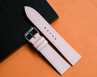 Handmade Togo Leather Watch Strap, Customizable Band