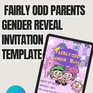 Fairly Odd Gender Reveal Invitation | Edytowalny szablon Canva | Magic Baby Reveal Party Invite | Motyw Fairly OddParents | Natychmiastowe pobranie