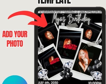 Birthday Flyer Template- Glam Canva Invitation for Party