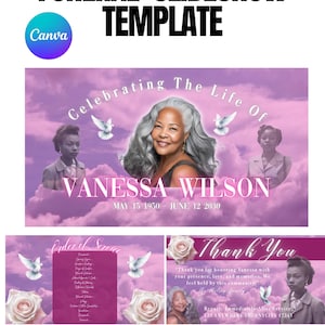 Funeral Slideshow Template (Canva) — Pink Clouds & Doves